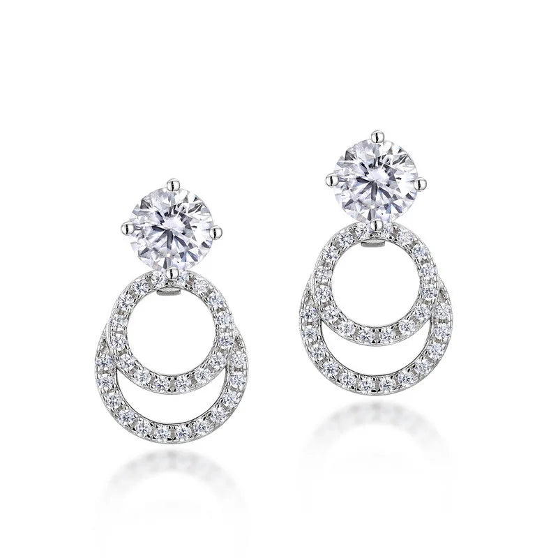Brinco em prata .925 e 1.0 ct moissanite