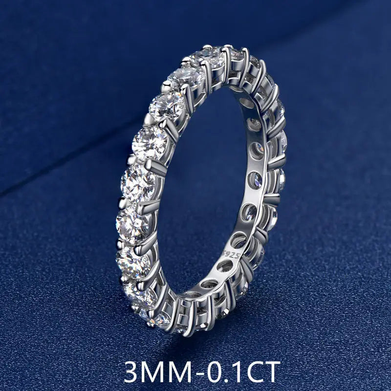 Aliança em prata .925 e 3mm moissanite
