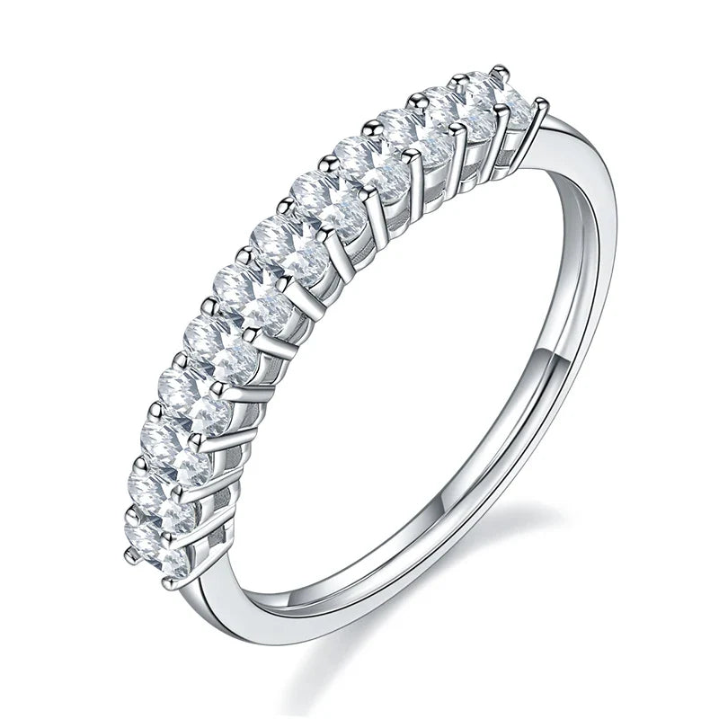Meia Aliança em prata .925 e 0.8CT Moissanite