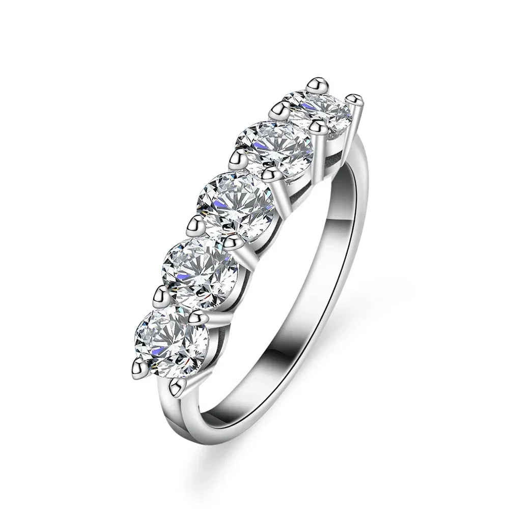 Meia Aliança em prata .925 e 4mm moissanite