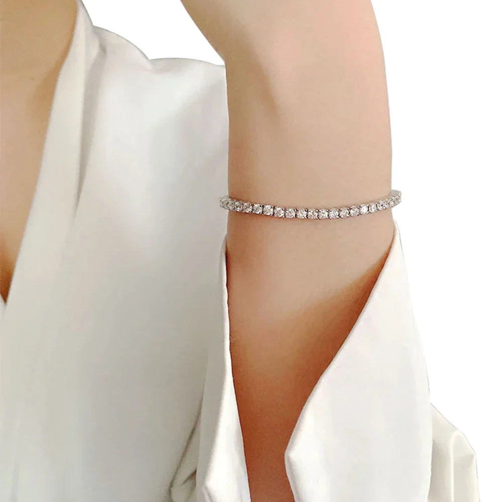 Pulseira Riviera em prata .925 e 4.0 MM Moissanite (SEMANA RIVIERA)