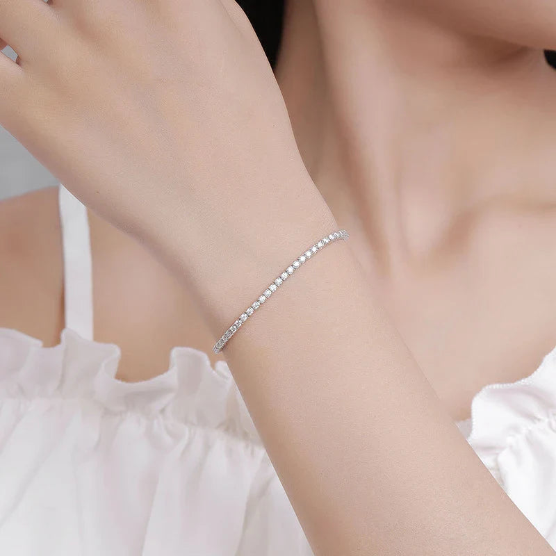 Pulseira Riviera em prata .925 e 2mm Moissanite