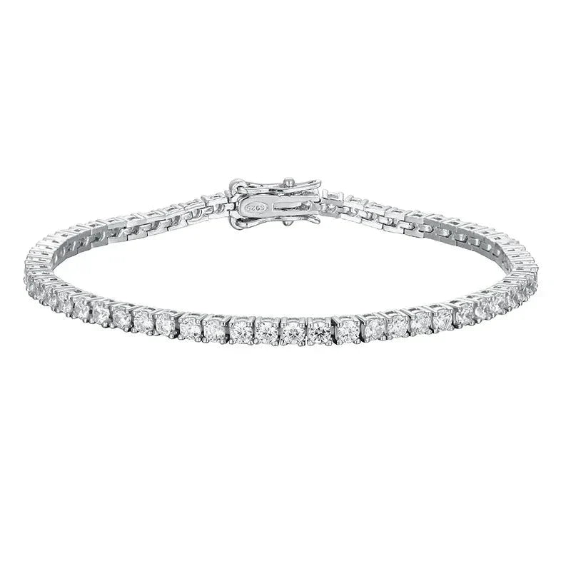 Pulseira Riviera em prata .925 e 5.0 MM Moissanite (SEMANA DA RIVIERA)