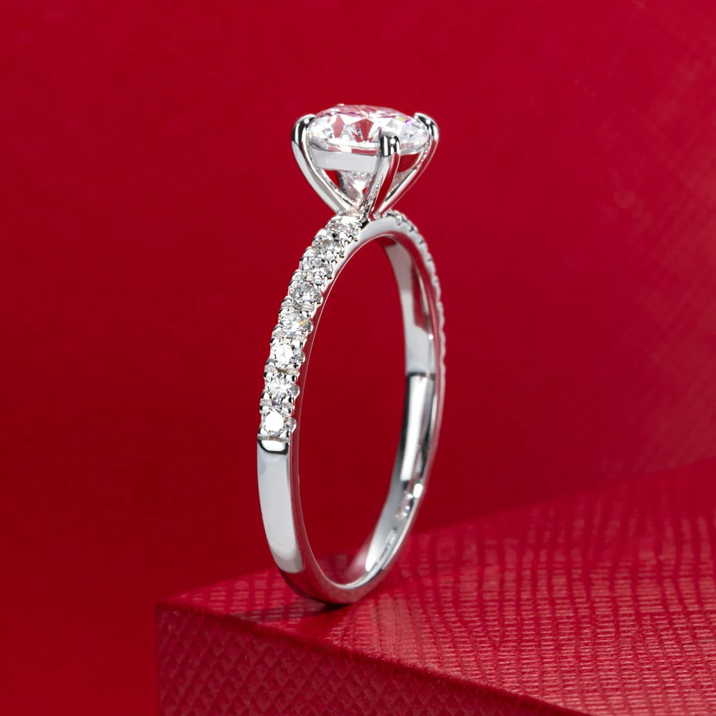 Anel de Noivado em Ouro Branco 14K com Diamante Cultivado em Laboratório – Certificado IGI, Cor D, Pureza VVS - Yuna Joias