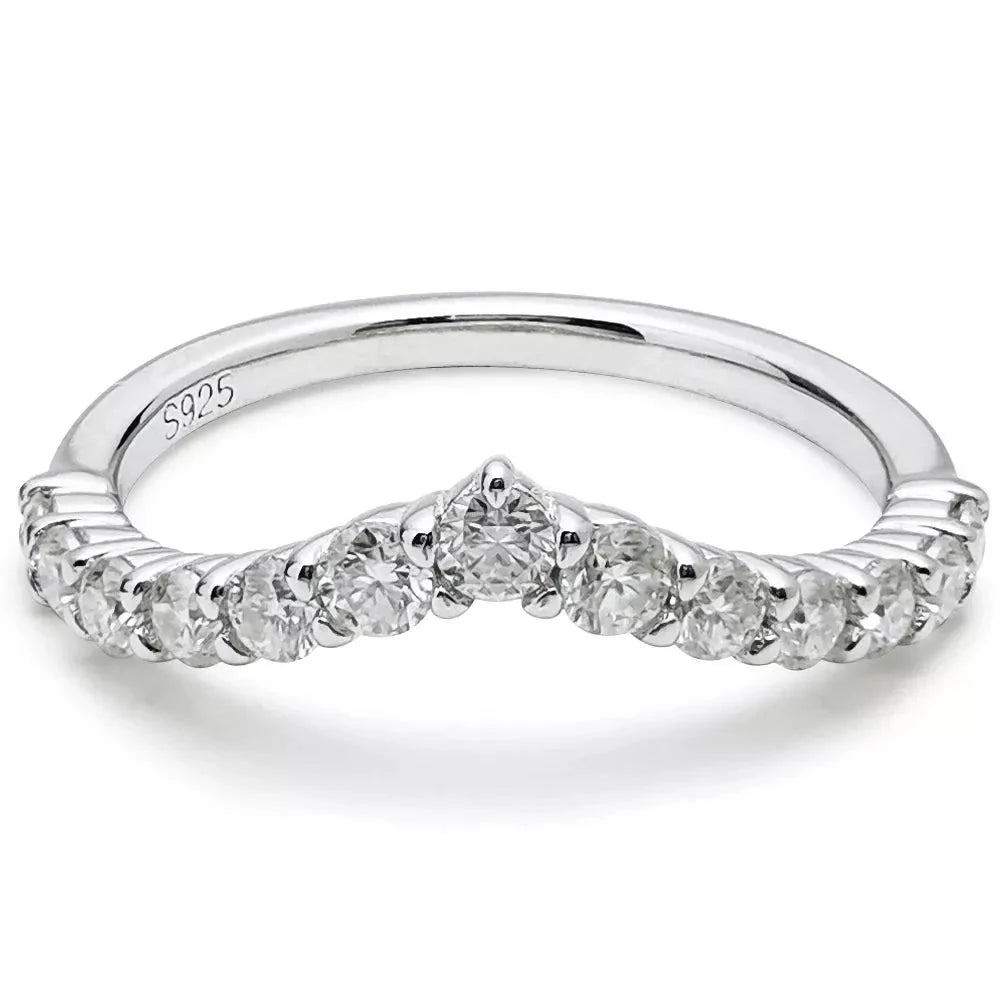 Meia Aliança em prata .925 e Moissanite