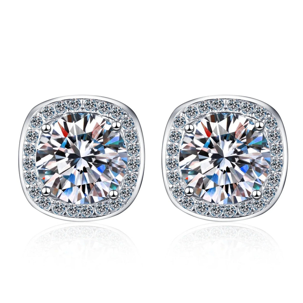 Brinco em prata .925 e 2.0 ct moissanite