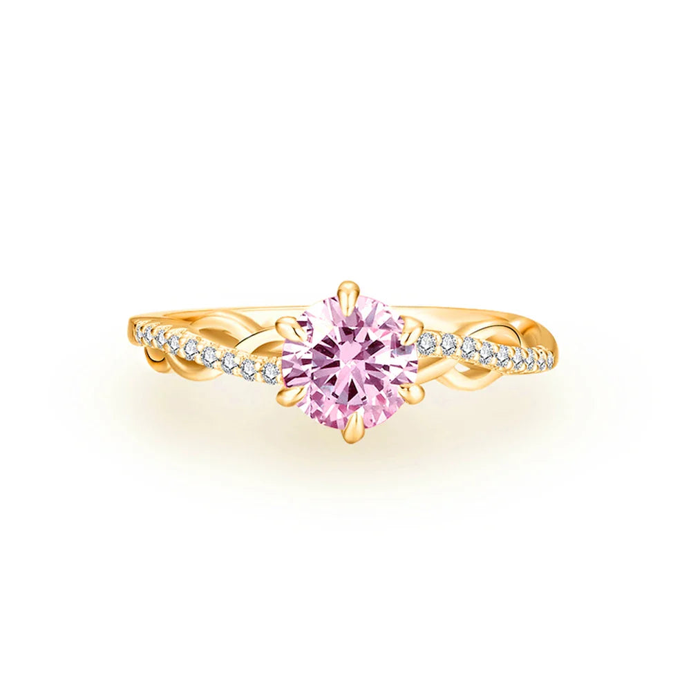 Anel em prata .925 e moissanite rosa