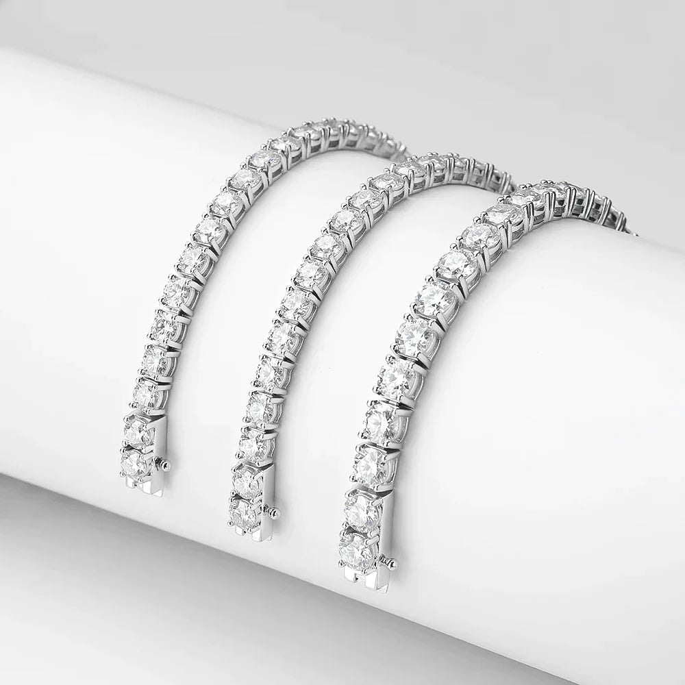 Pulseira Riviera em prata .925 e 3MM Moissanite (SEMANA DA RIVIERA)