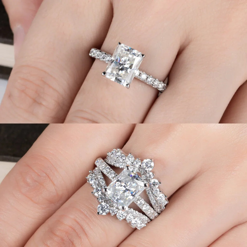 Anel Moissanite 925 Prata Esterlina