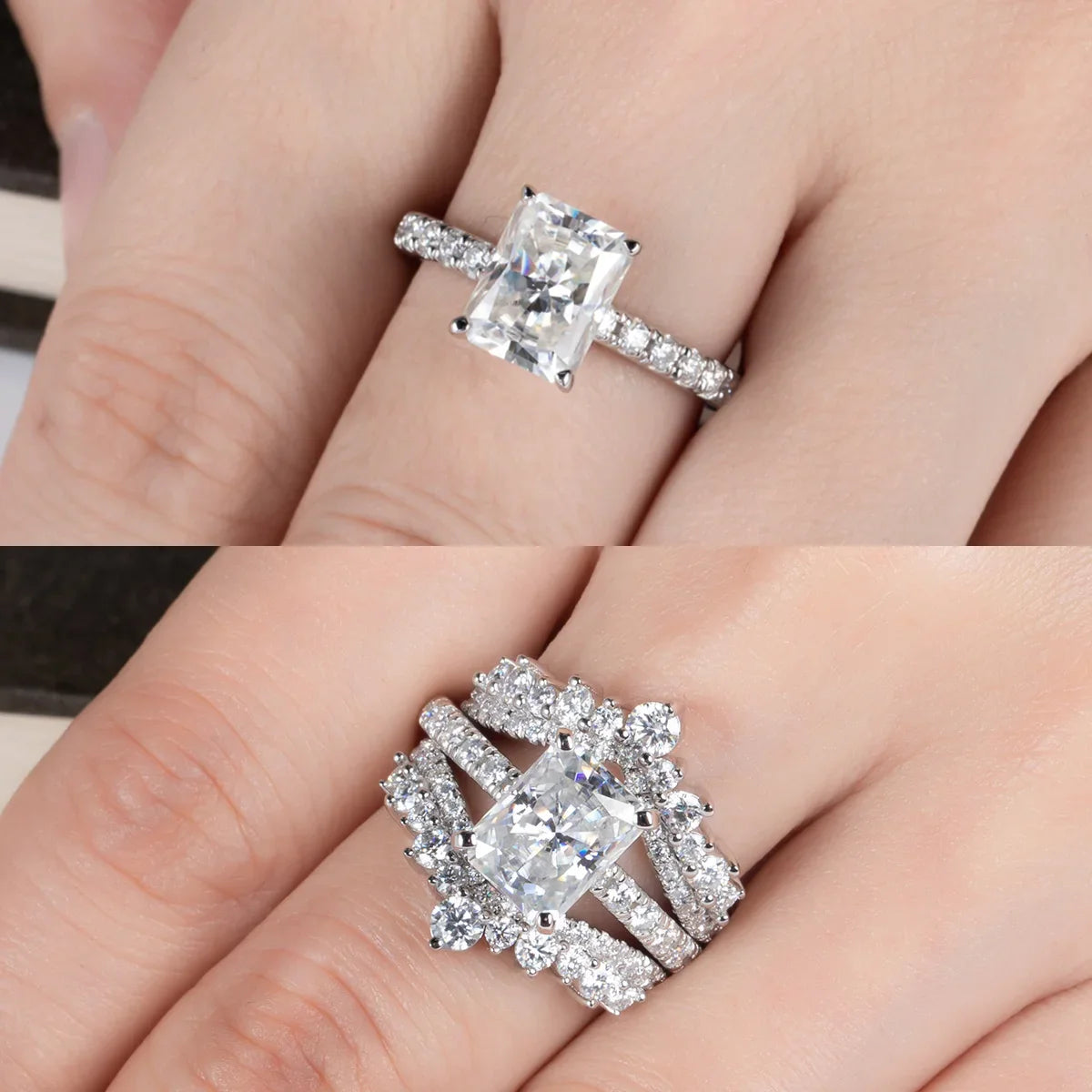 Anel Moissanite 925 Prata Esterlina