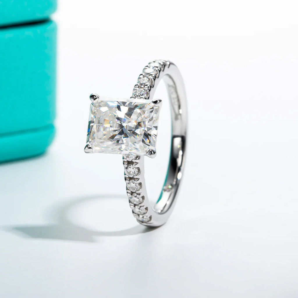 Anel Moissanite 925 Prata Esterlina
