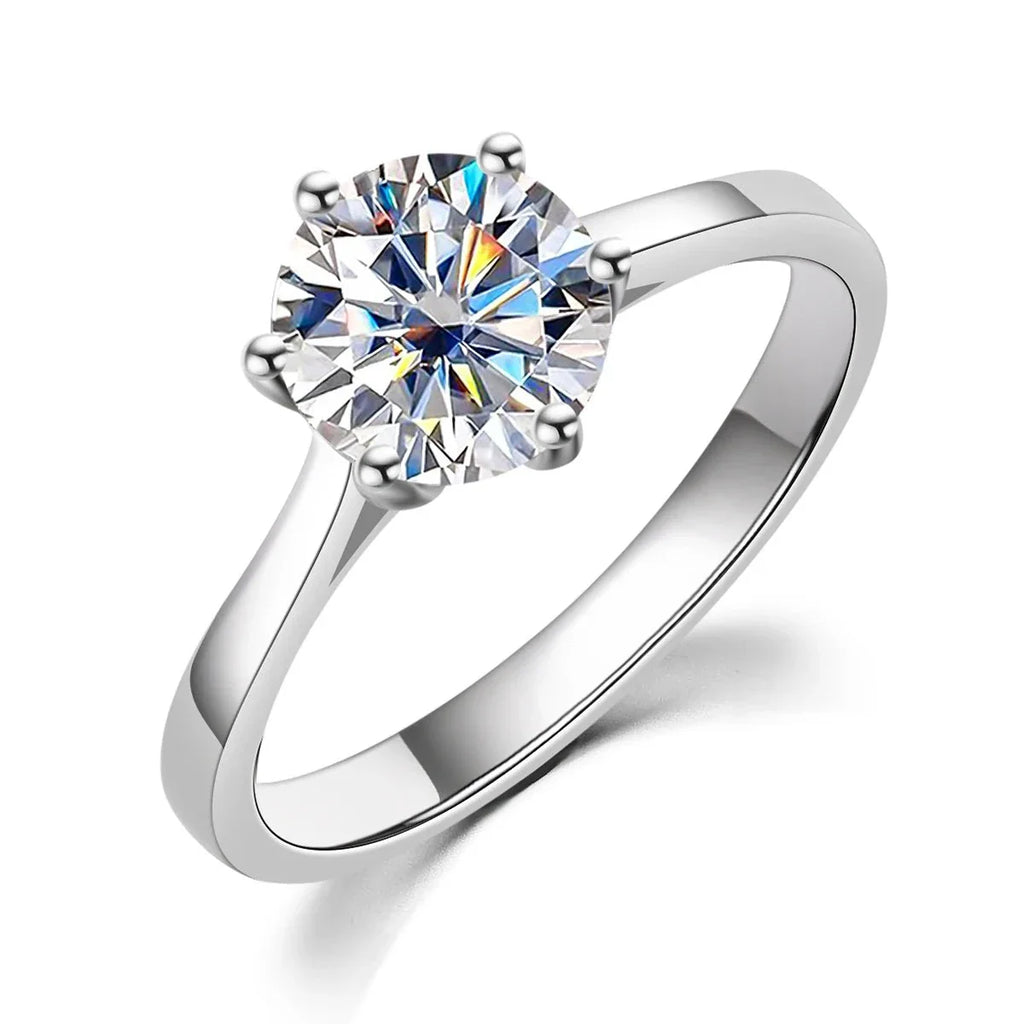 Solitário em prata .925 e 2.0 ct moissanite.