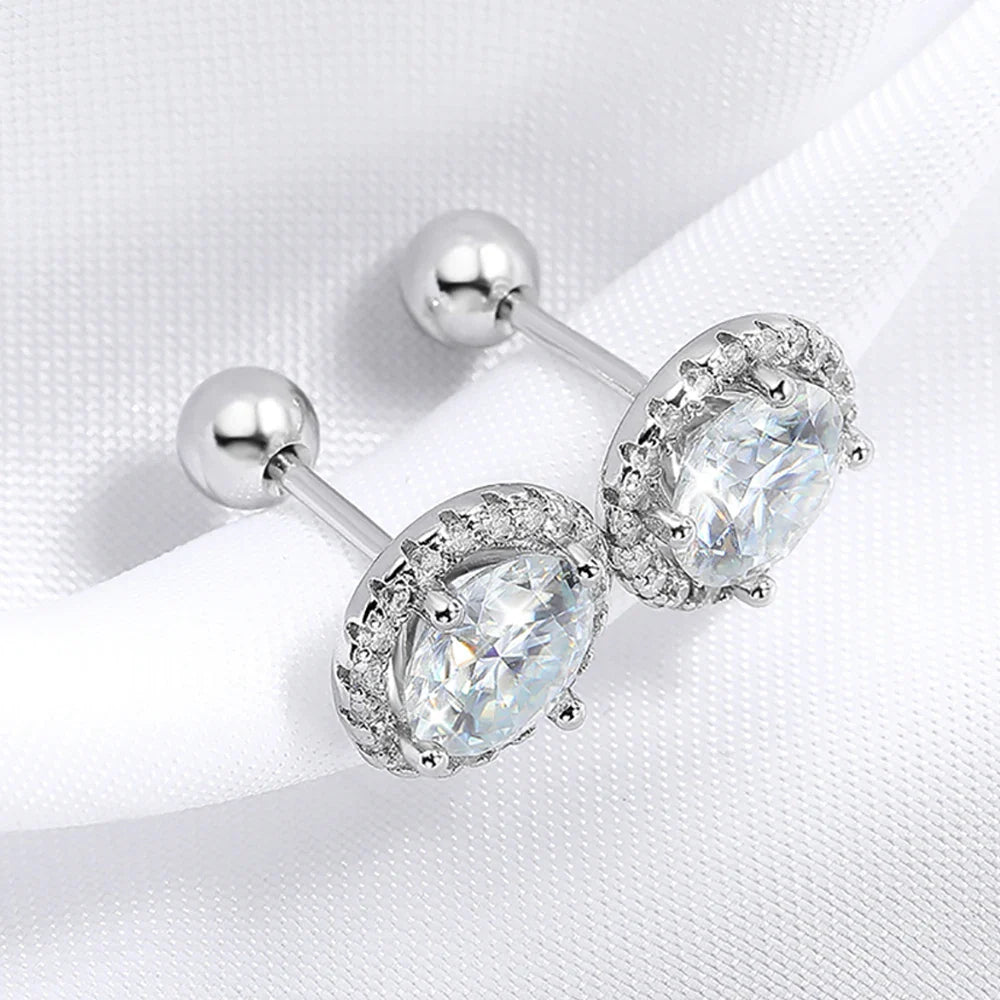 Brinco em prata .925 e 1.0 ou 2.0ct moissanite