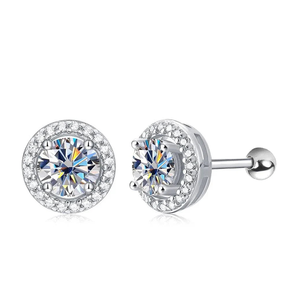 Brinco em prata .925 e 1.0 ou 2.0ct moissanite