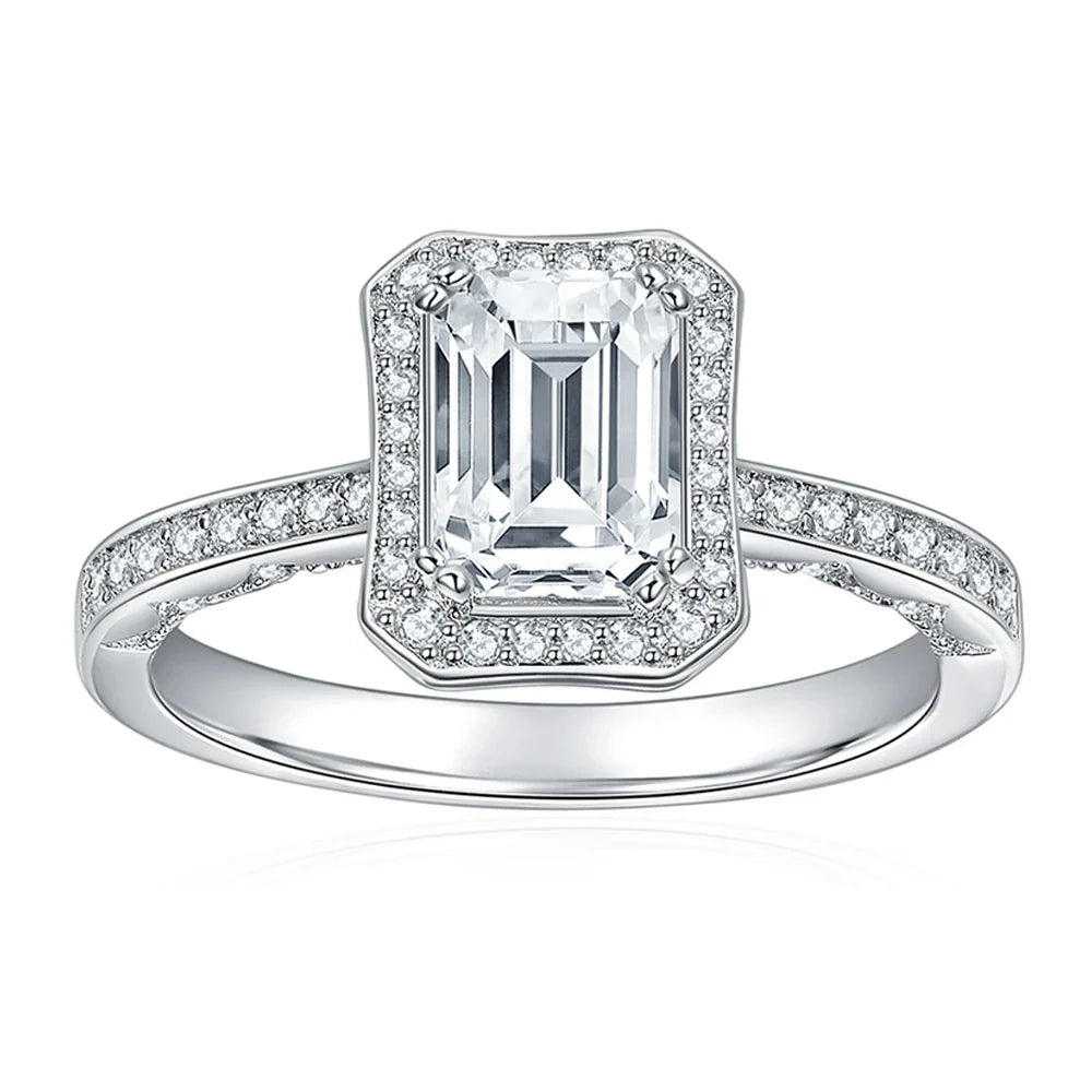 Anel em prata .925 e 5x7mm moissanite