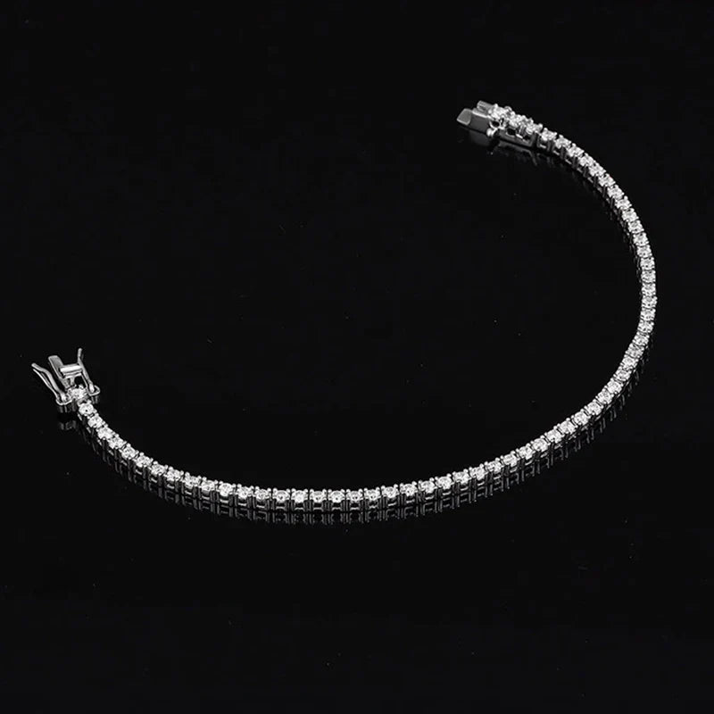Pulseira Riviera em prata .925 e 2mm Moissanite (SEMANA RIVIERA)