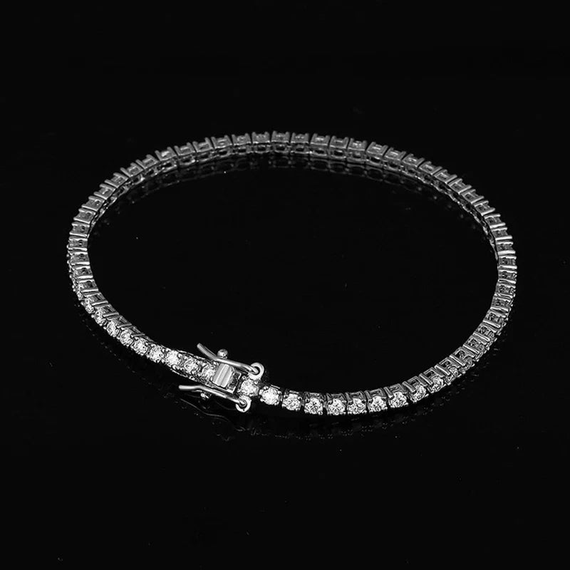 Pulseira Riviera em prata .925 e 2mm Moissanite (SEMANA RIVIERA)