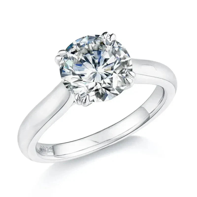 Solitário em prata .925 e 3.0 CT moissanite