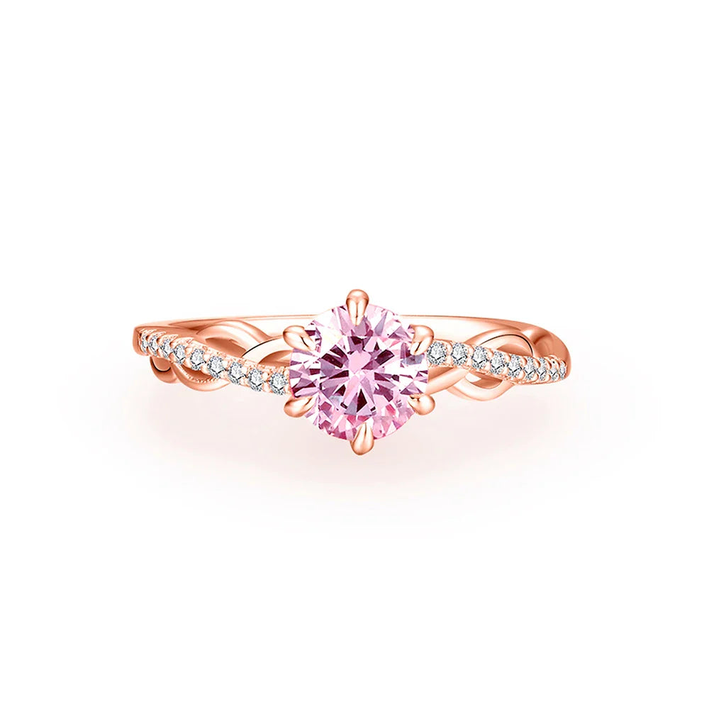 Anel em prata .925 e moissanite rosa