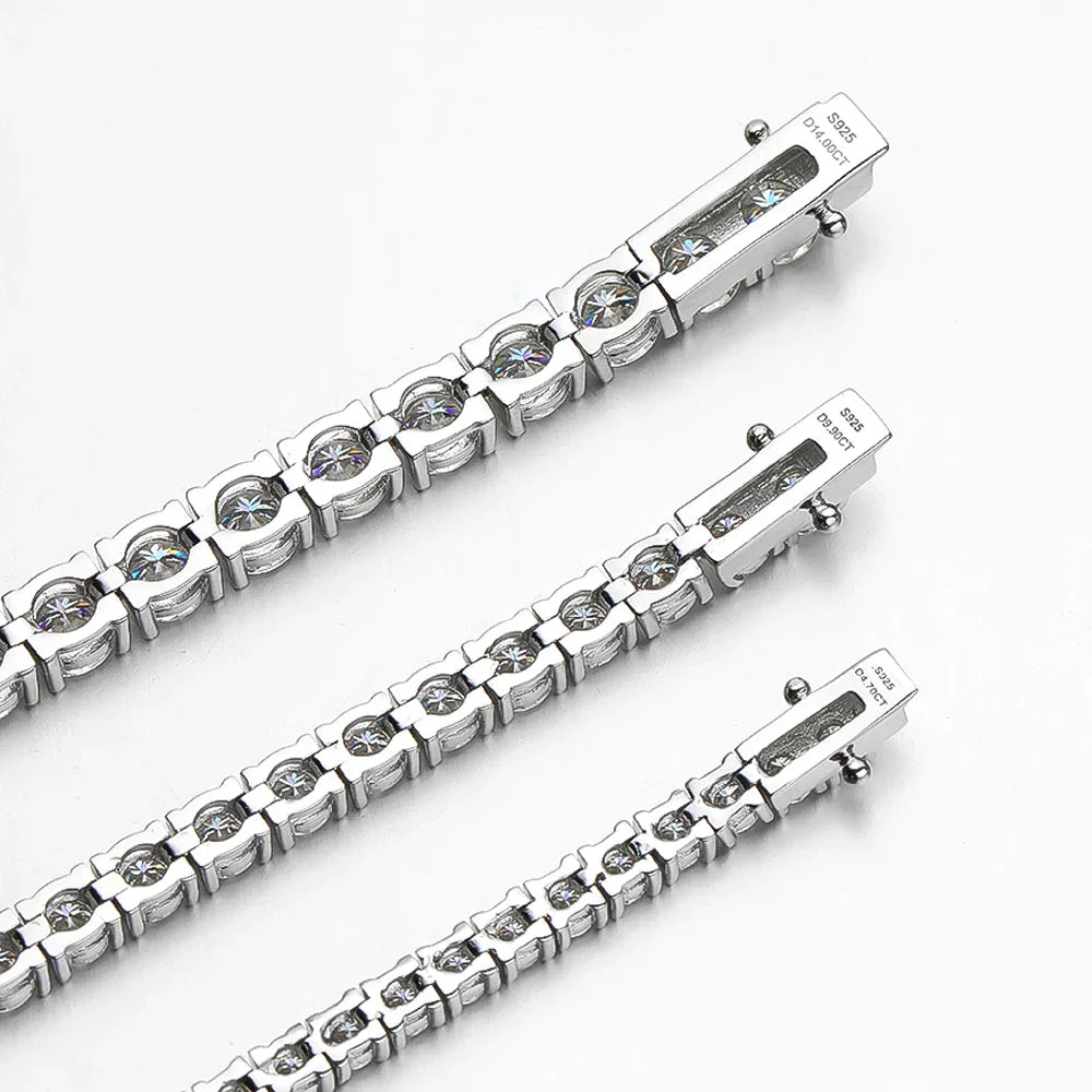 Pulseira Riviera em prata .925 e 3MM Moissanite (SEMANA DA RIVIERA)