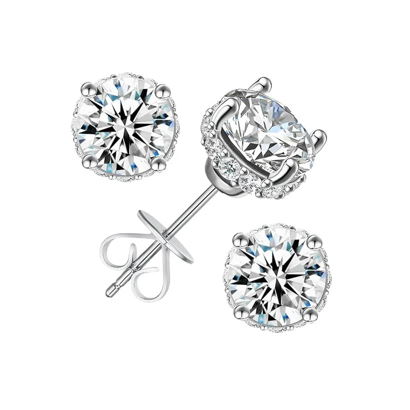 Brinco em prata .925 e 2.0 CT moissanite