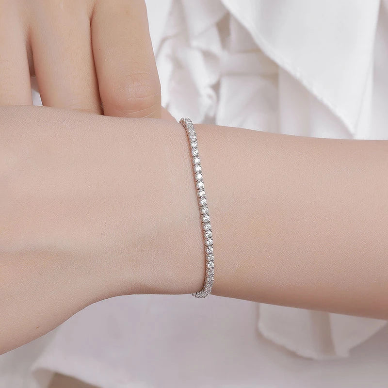Pulseira Riviera em prata .925 e 2mm Moissanite (SEMANA RIVIERA)