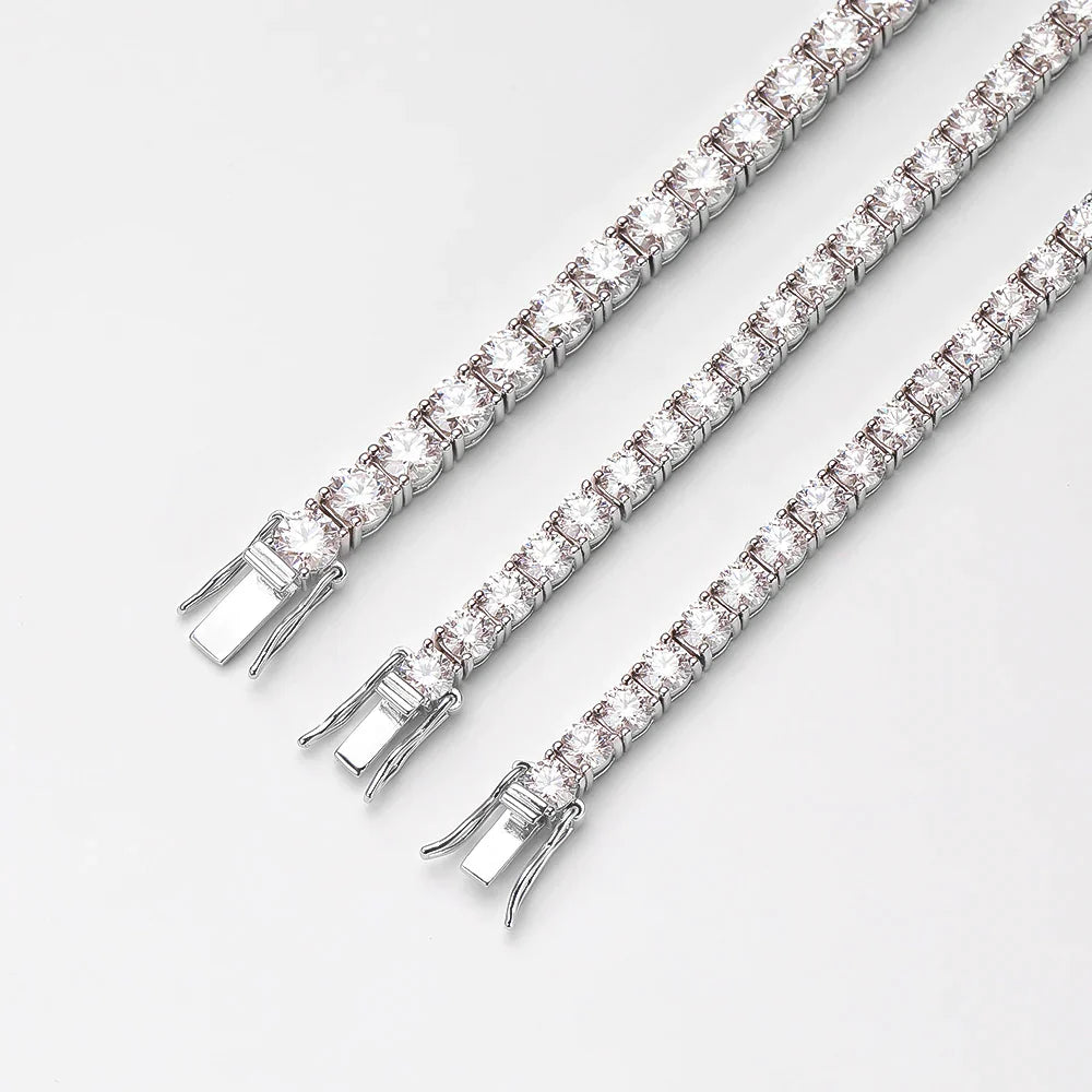 Pulseira Riviera em prata .925 e 5.0 MM Moissanite (SEMANA DA RIVIERA)