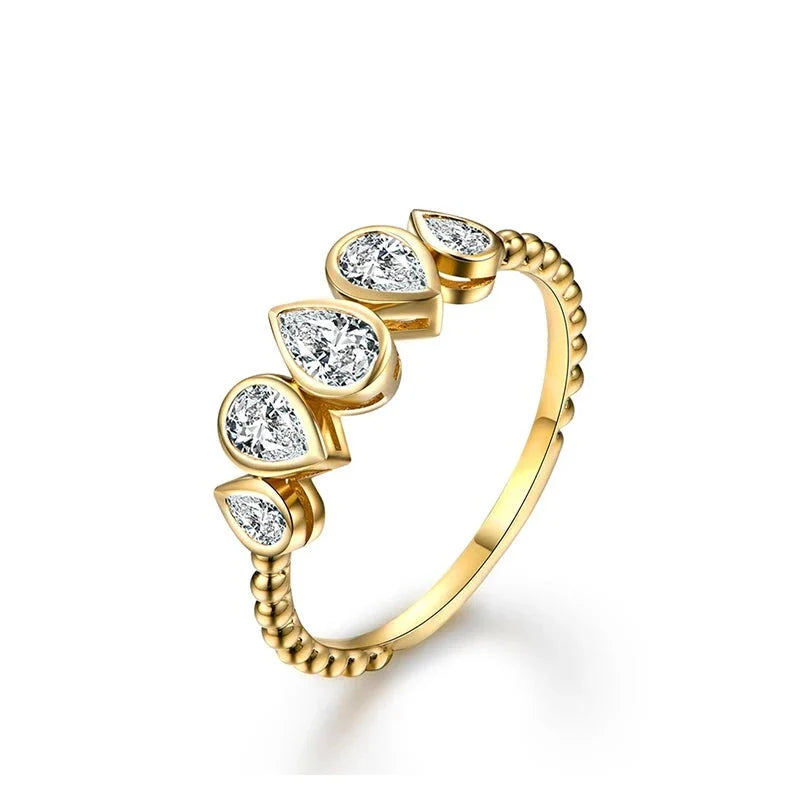 Anel em prata .925 e 5x3mm moissanite Pérola