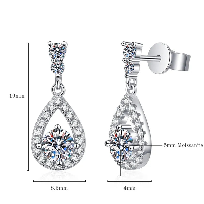 Brinco em prata .925 e 1.0ct moissanite