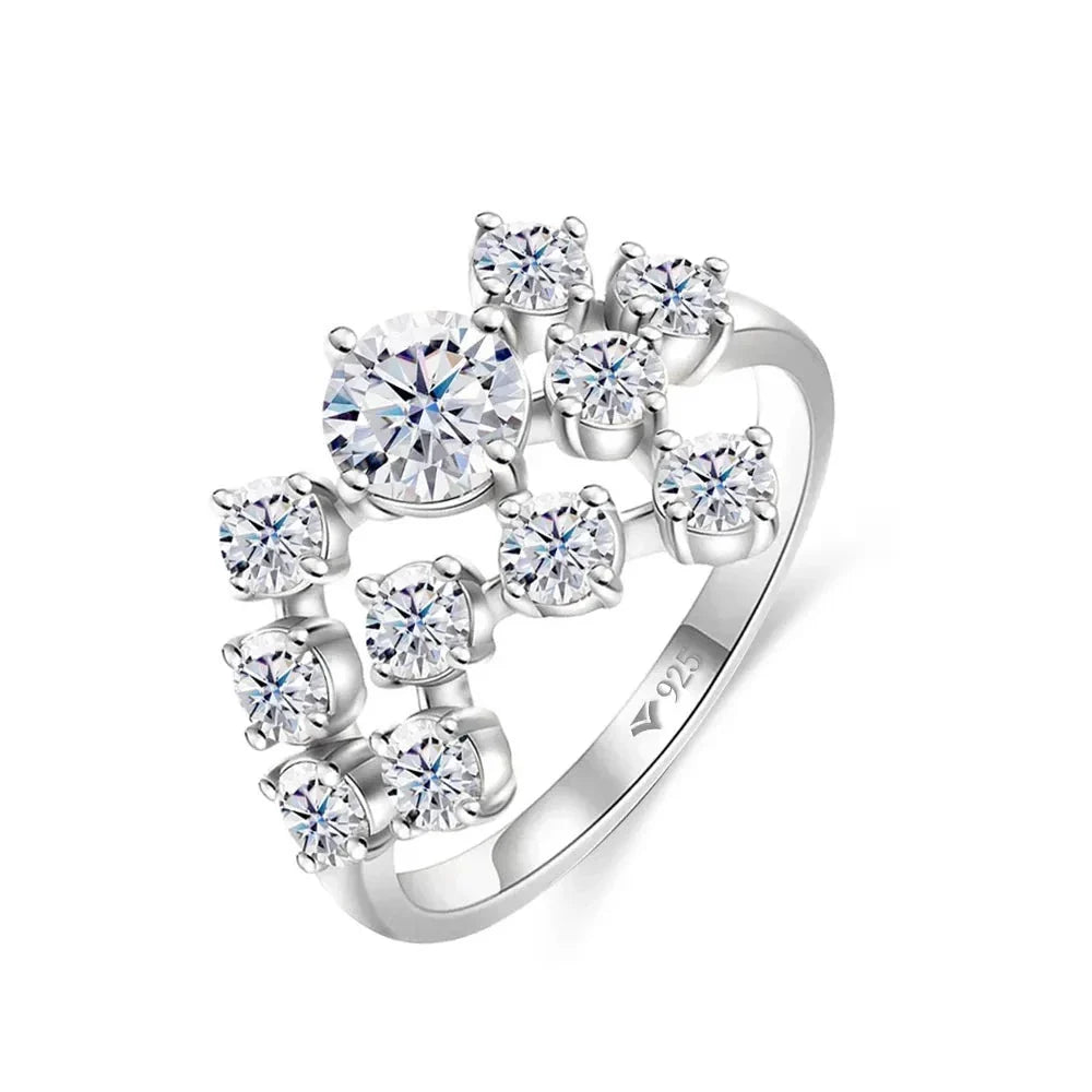 Anel em prata .925 e 1,5CT moissanite