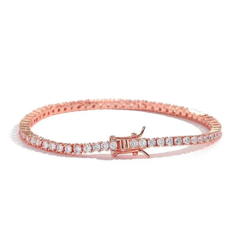 Pulseira Riviera em prata .925 e 2mm Moissanite