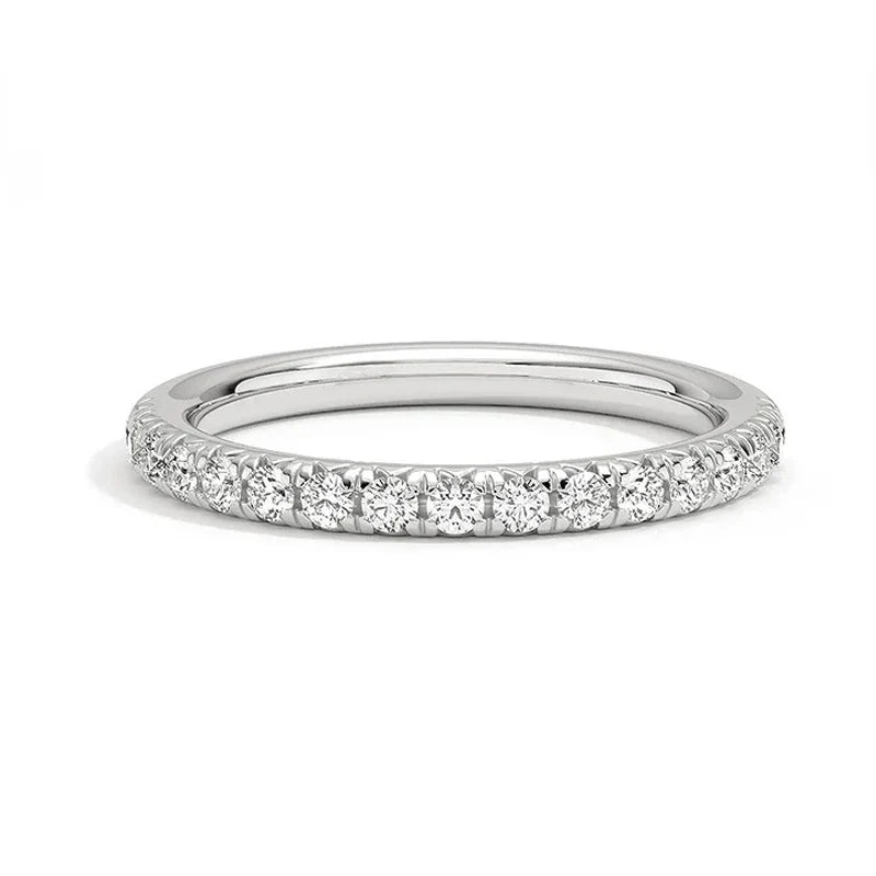 Meia Aliança em prata .925 e 2mm Moissanite