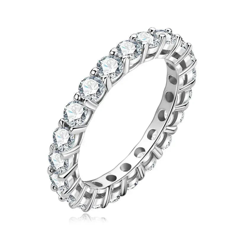 Aliança em prata .925 e 3mm moissanite