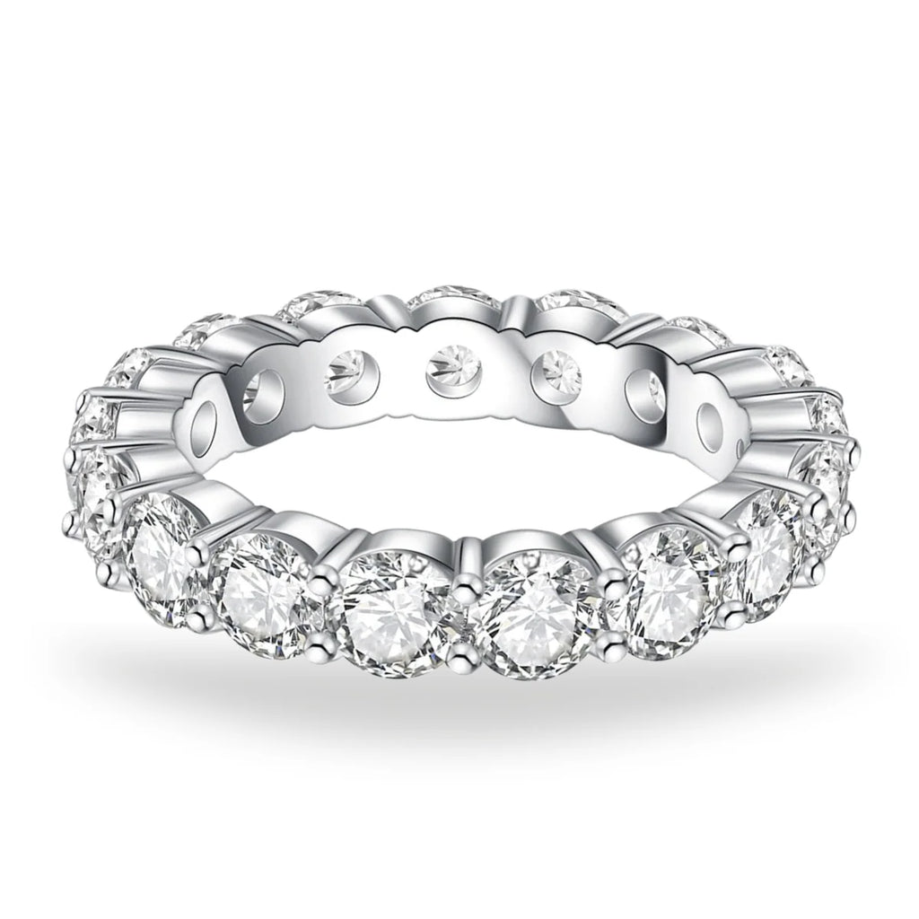 Anel com Moissanite Brilhante em Prata 925 Banhado a Ouro Branco 18k - Yuna Joias