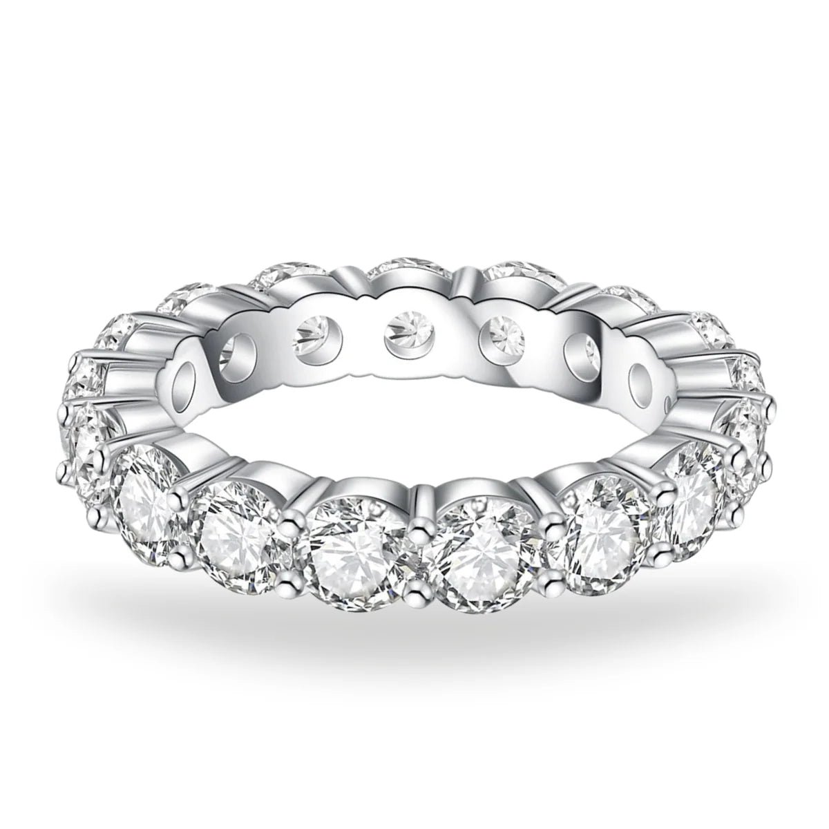 Anel com Moissanite Brilhante em Prata 925 Banhado a Ouro Branco 18k - Yuna Joias
