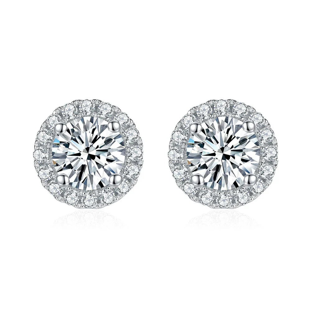 Brinco em prata .925 e 1.0 ou 2.0ct moissanite