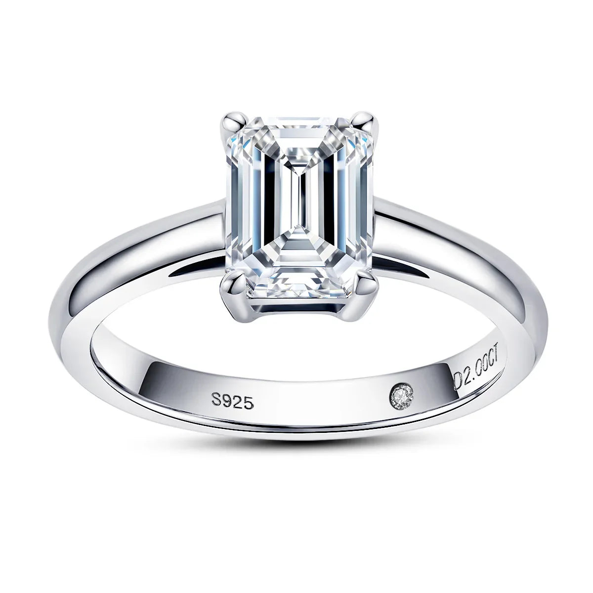 Solitário em prata .925 e 2 CT moissanite octogonal