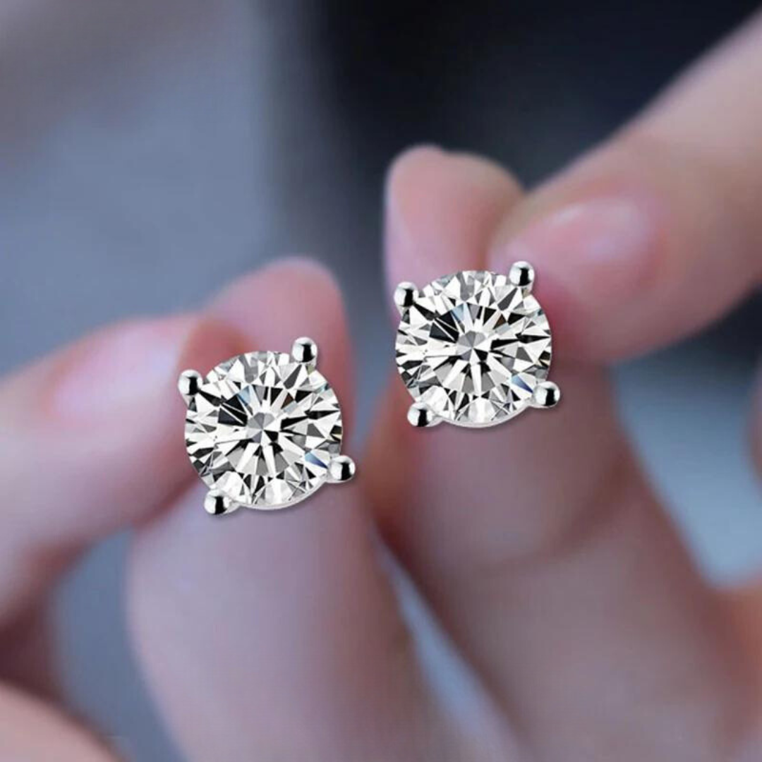 Brinco  em prata .925 e 1.0  Moissanite. (Promoção MÃES)