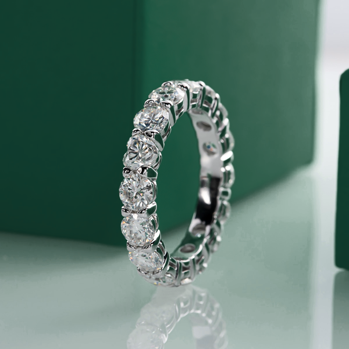 Aliança de Amor Eterno com Moissanite em Lapidação Coração - Prata 925 com Ouro Branco - Yuna Joias - Yuna Joias