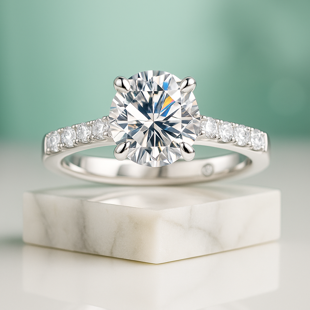 Anel Lucienne com Moissanite Oval 3.0ct – Yuna Joias - Yuna Joias