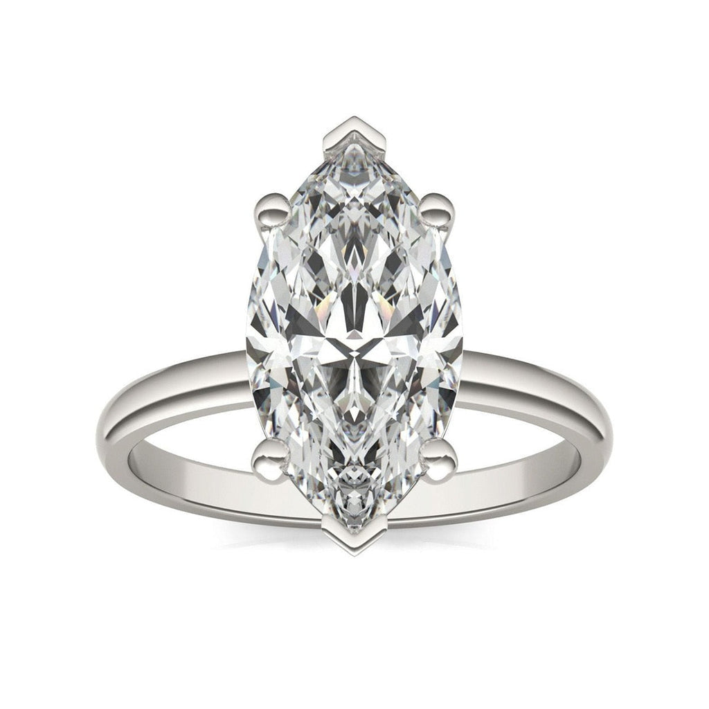 Anel Solitário com Moissanite Marquesa 3ct em Prata 925 com Banho de Ródio e Ouro Branco 18k – Yuna Joias - Yuna Joias