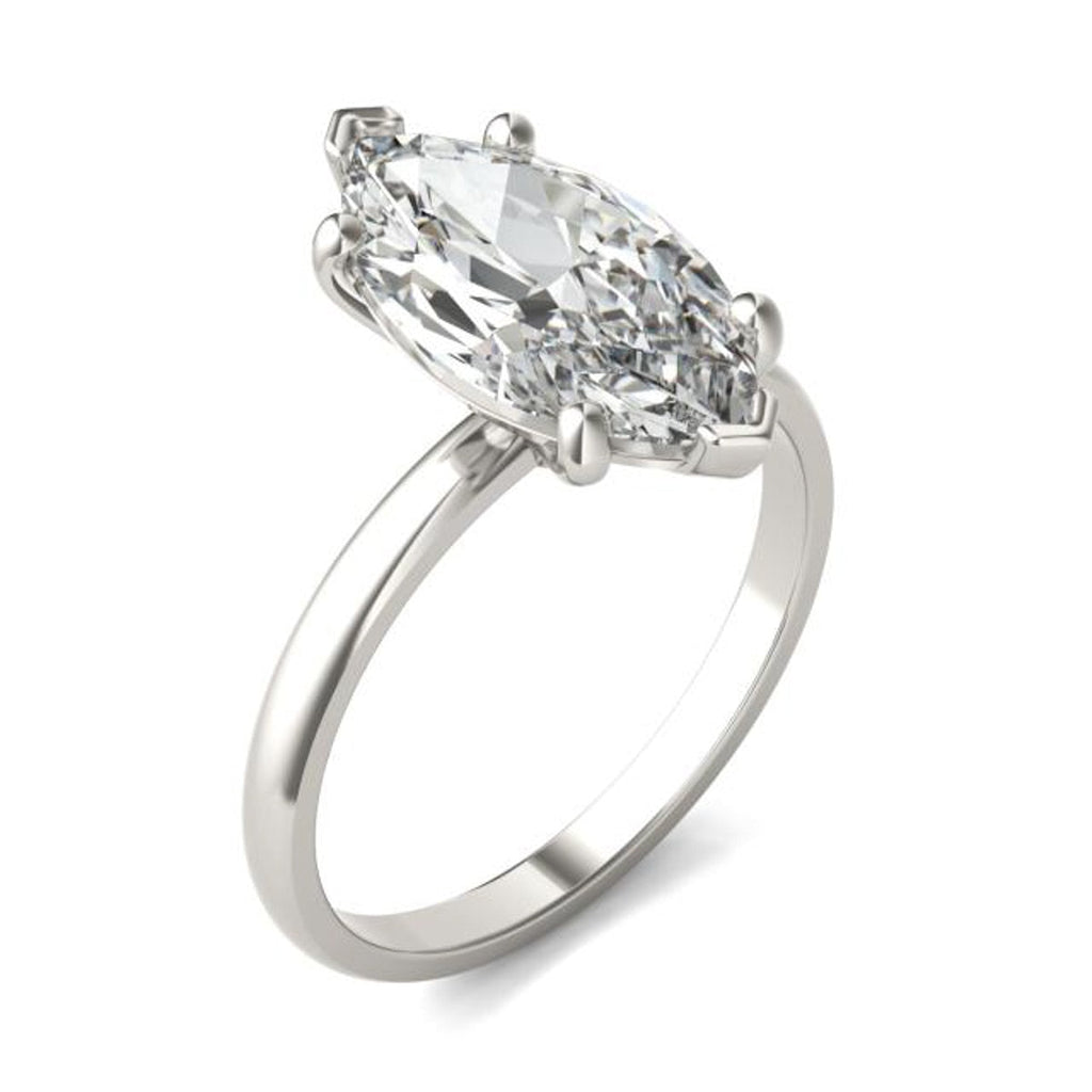 Anel Solitário com Moissanite Marquesa 3ct em Prata 925 com Banho de Ródio e Ouro Branco 18k – Yuna Joias - Yuna Joias