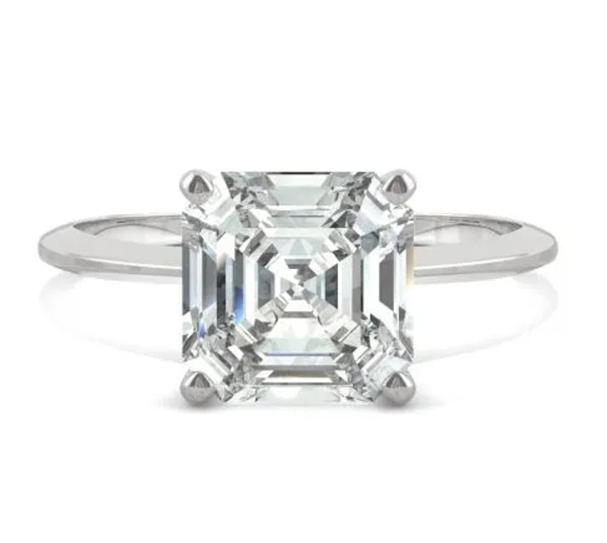 Anel Solitário com Moissanite de 3 Quilates Corte Asscher em Prata 925 e Ouro Branco 18k – Yuna Joias - Yuna Joias