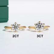 Anel Solitário com Moissanite Lapidação Brilhante em Prata 925 Banhado a Ouro 18k – Yuna Joias - Yuna Joias