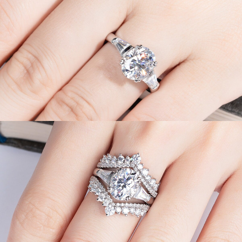 Anel Solitário com Moissanite Oval de 3 Quilates em Prata 925 e Ouro Branco 18k – Yuna Joias - Yuna Joias