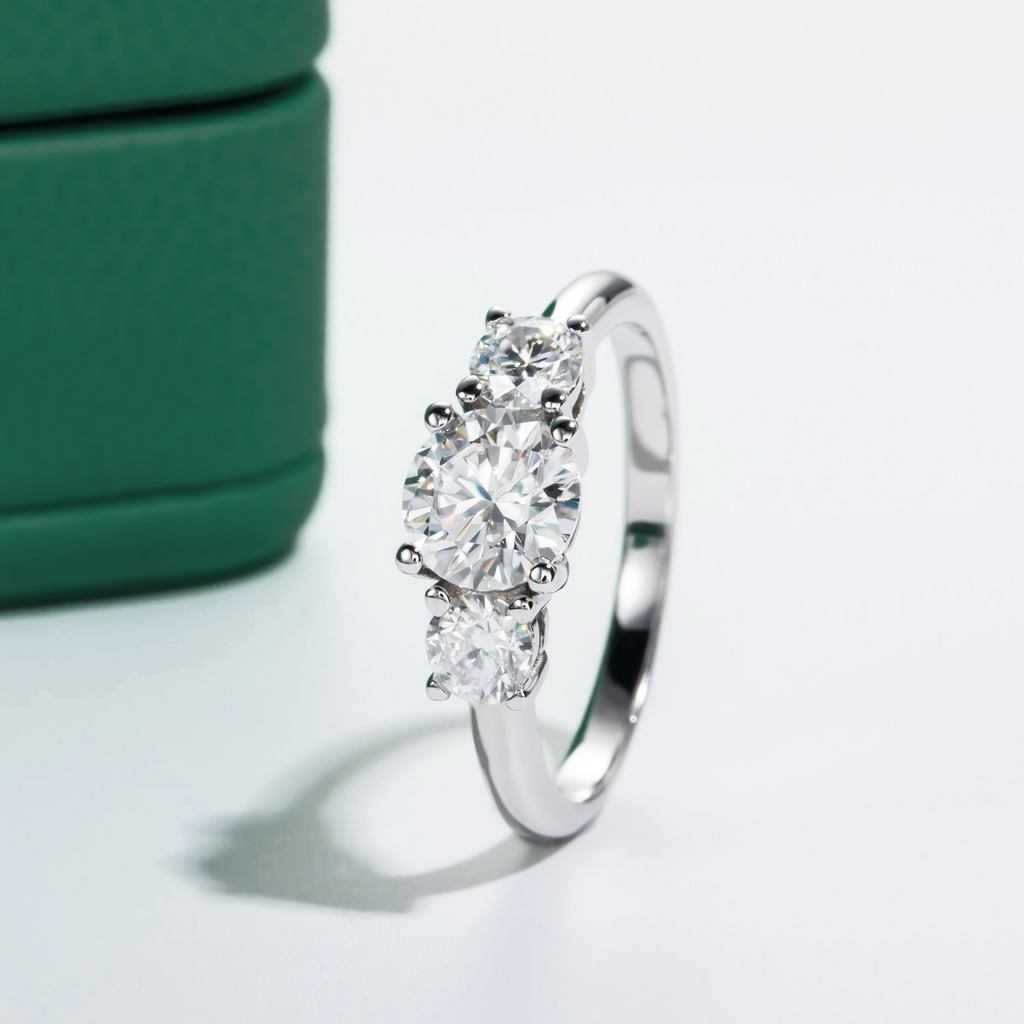 Anel Solitário de Moissanite 1,6 Quilates em Prata 925 com Ouro Branco 18k – Yuna Joias - Yuna Joias