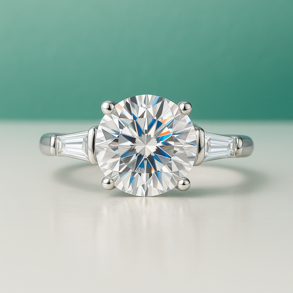 Anel Solitário em Ouro Branco 18k com Moissanite - Yuna Joias - Yuna Joias