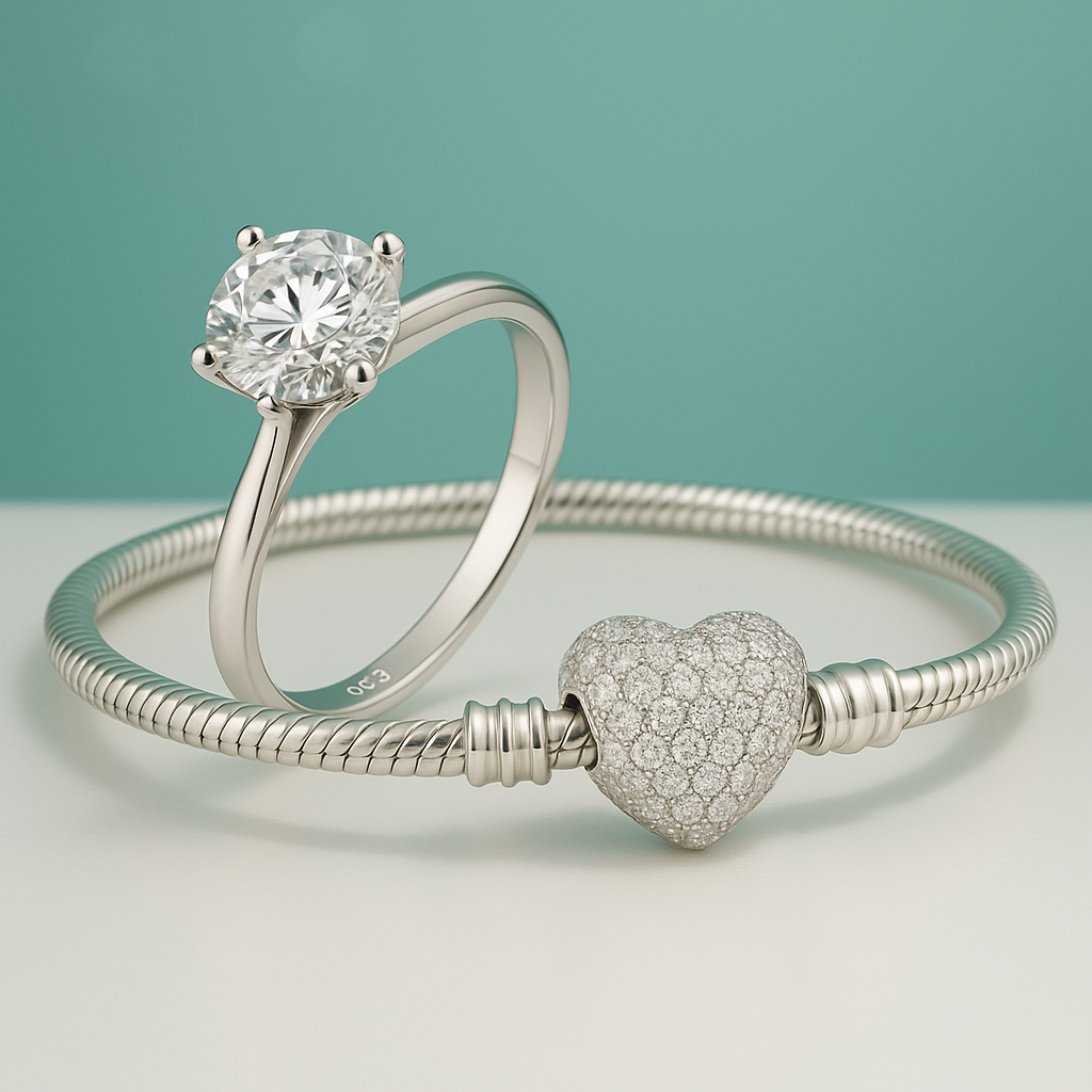 Anel Solitário Moissanite Amor Verdadeiro em Prata 925 - Yuna Joias + Ganhe um Bracelete
