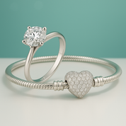 Anel Solitário Moissanite Amor Verdadeiro em Prata 925 - Yuna Joias + Ganhe um Bracelete