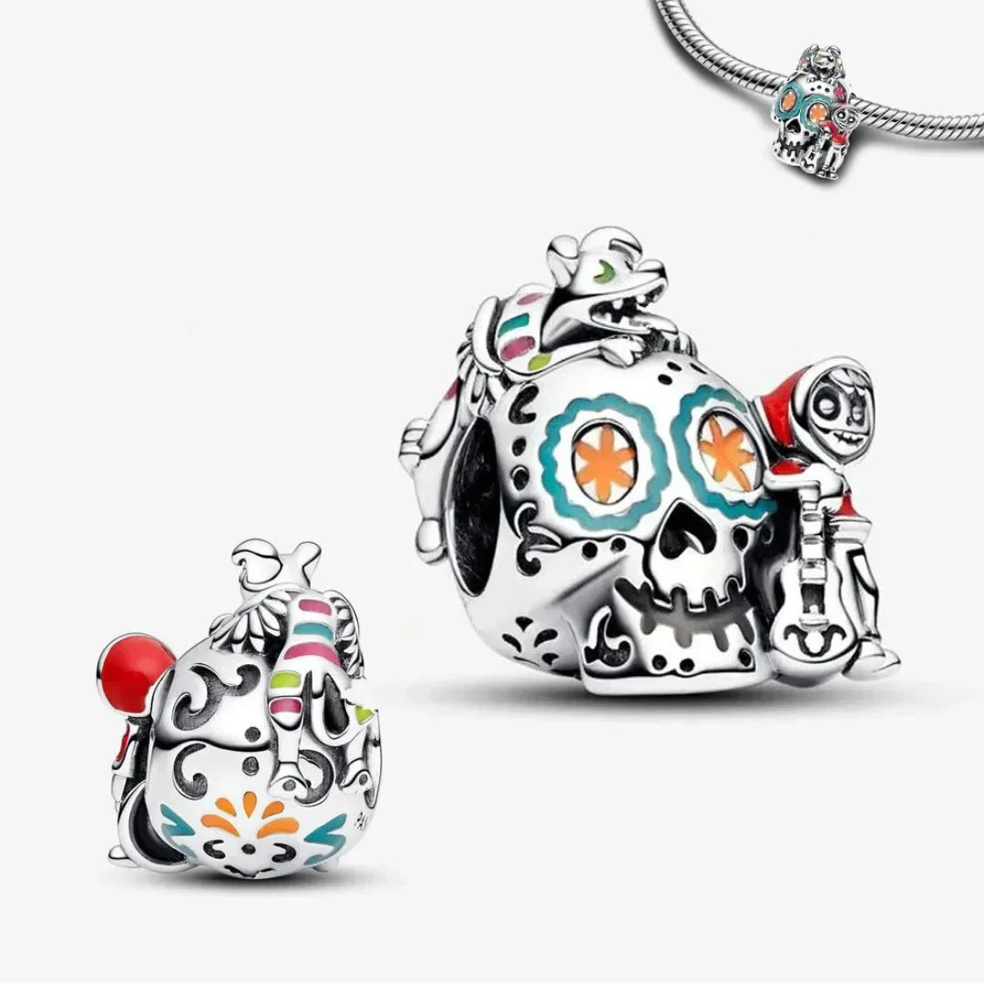 Berloque Caveira Mexicana em Prata 925 - Charm Ousado Compatível com Pulseiras - Yuna Joias